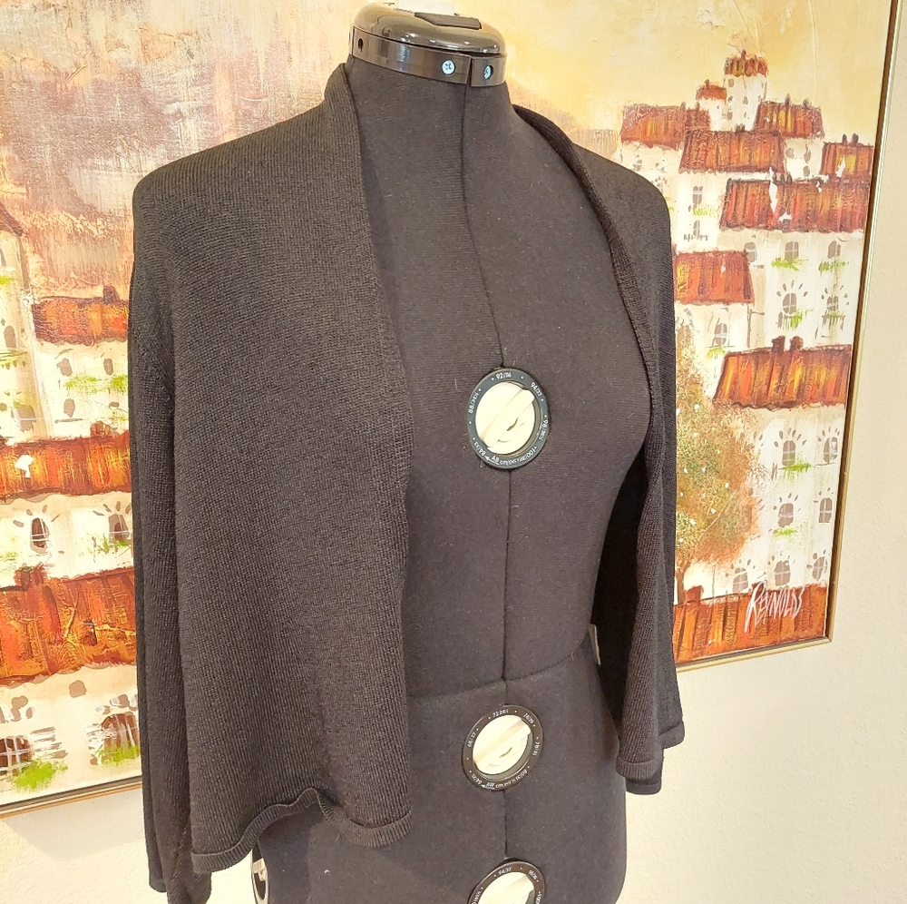 EILEEN FISHER CARDIGAN SHRUG   - Black - Large - Lightweight Silky Smooth